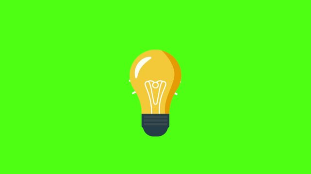 animation bulb lamp idea on green screen or transparent background for inspiration or innovation 