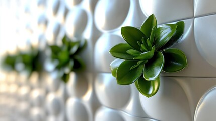 Fototapeta premium Succulents on textured wall, modern design, interior decor