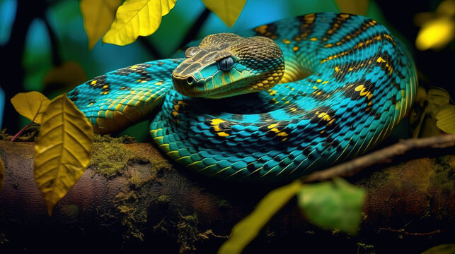 Blue snake in the Jungle - Nature photo 2