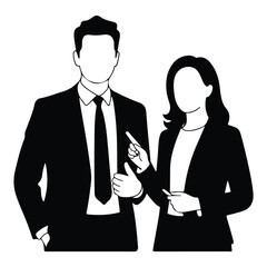 A silhouette of Business Marketing men and women taking part in vector on a white background