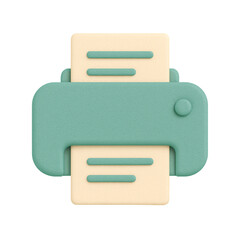 3D icon of a modern printer printing a document. Ideal for office tools, technology, and productivity-related design projects