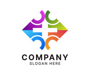 Abstract colorful geometric shape logo design.