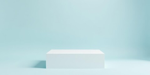 Clean white platform on a light blue background, ideal for product display or minimalist design presentations.