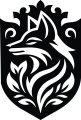 Black and white fox silhouette