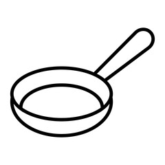 
Illustration showing a black icon of a frying pan for frying food on a white background