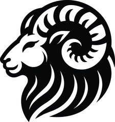 Heraldic Ram Head Symbol
