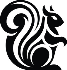 Black white squirrel icon