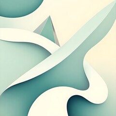 Dynamic geometric shapes create a modern abstract background in teal and white tones