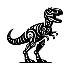 tyrannosaurus rex dinosaur robotic icon logo black color vector white background