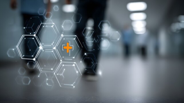 Innovative health diagnostics system analyzing patient data in hospital environment focused on cutting-edge technology