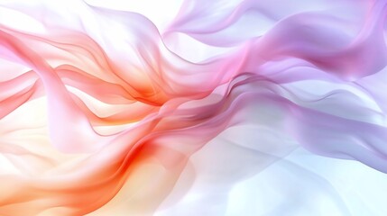Fototapeta premium Flowing colorful fabric in shades of orange, red, and purple on white background