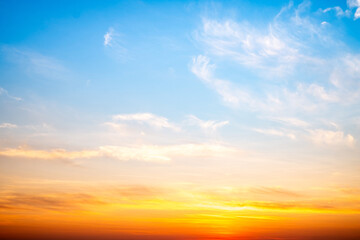 Beautiful , luxury soft gradient orange gold clouds and sunlight on the blue sky perfect for the...