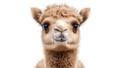 Close-up of a young camel's expressive face