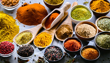 Composition with assortment of spices and herbs