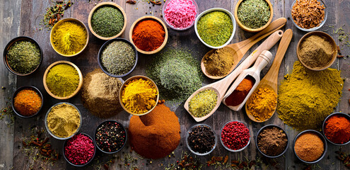 Composition with assortment of spices and herbs