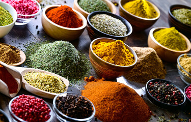 Composition with assortment of spices and herbs