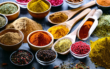 Composition with assortment of spices and herbs