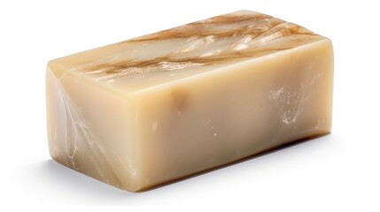 Bar of light beige soap with marbled design