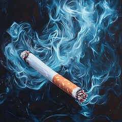 smoking cigarette on black background