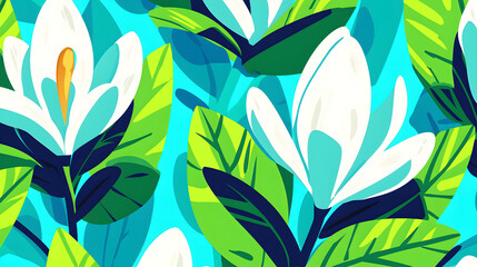 Vibrant floral patterns in a lush garden landscape nature illustration colorful design elements