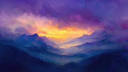 Fototapeta premium Colorful mountain vista painted with vibrant hues.