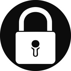 Lock Icon in Black Circle, Security Symbol on Black Background - Rounded Keyhole, Privacy and Protection Icon - Circular Design