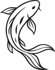 Black and White Koi Fish Illustrations