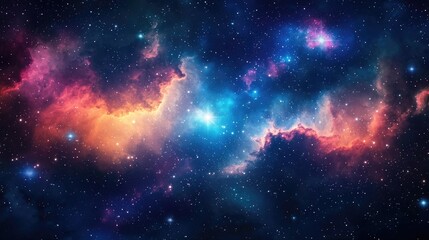 Fototapeta premium Vibrant cosmic nebulae display with numerous stars.