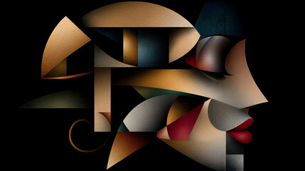 Obraz premium Abstract Geometric Portrait Of A Woman