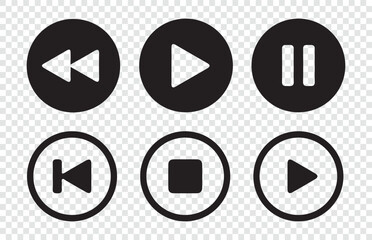 player interface icon. play button icon. Play and pause buttons icon set, ideal for media players. Vector illustration Eps 10