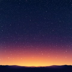 Naklejka premium Night sky with stars. Wide sunset background with beautiful gradient. Panoramic cosmos texture. Realistic cosmic backdrop. Starry horizontal poster. Vector illustration.