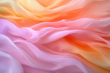 Fototapeta premium Soft, flowing fabric in pastel shades of peach, pink, and orange
