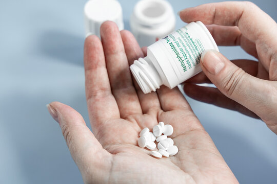 Methylphenidate medical pillsin plactic bottle. ADHD treatment