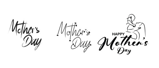 Set of Mother's day typography vector on white isolated