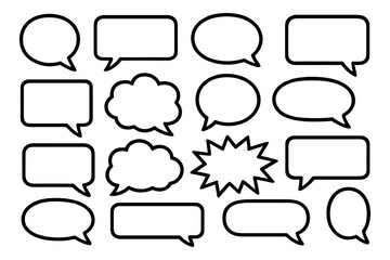 Obraz premium Hand Drawn Speech and Thought Bubble Outline Set Illustration