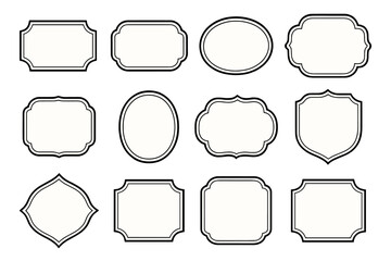 Blank Vintage Label and Frame Set with Ornate Borders