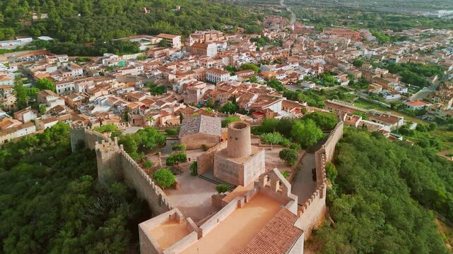 Aerial view of the medieval Castle of Capdepera in Mallorca, Spain