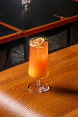 Layered Cocktail Sunset Hues in a Tall Glass