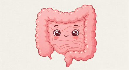 Cute cartoon of the large intestine organ representing digestive health