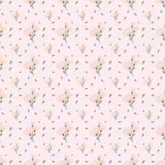 seamless pattern with pink flowers