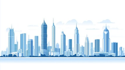 Fototapeta premium Blue City Skyline