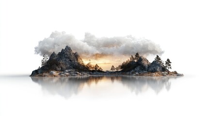 Fototapeta premium Serene Mountain Landscape with Reflection in Calm Water at Sunrise