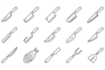 Assorted Cooking Knives Including Cleaver, Chef, and Utility Knife