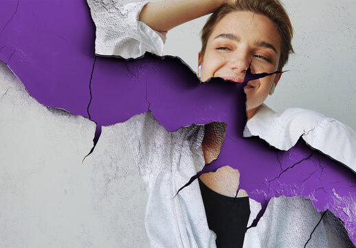 Mockup With Big Wall Crack In Optional Color