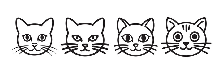 Black cat head vector set. Cat face silhouette. Vector illustration eps 10