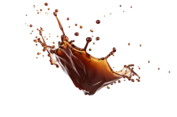 liquid Caramel sauce splash isolated on white background with clipping path cut-out, clipping path, transparent