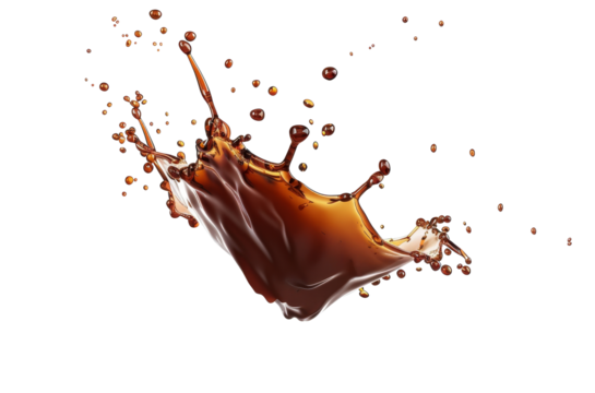 liquid Caramel sauce splash isolated on white background with clipping path cut-out, clipping path, transparent