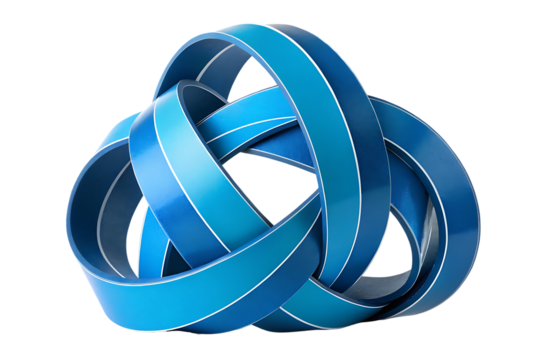 Abstract Blue Intertwined Rings 3D Render Modern Design Element