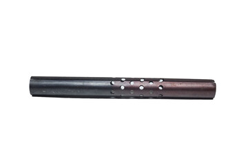 soldering iron tip cover. covering pipe, perforated metal sheet element, heater barrel. on white background