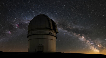 Stunning Night Sky Over Astronomical Observatory with Milky Way